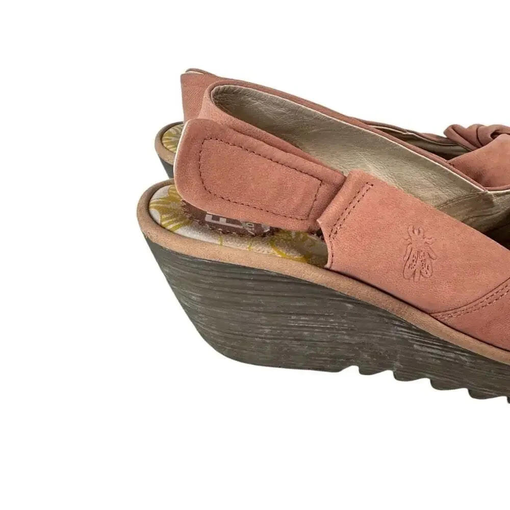 Fly London Womens Yakin Slingback Wedge Sandals Leather Platform EU 41